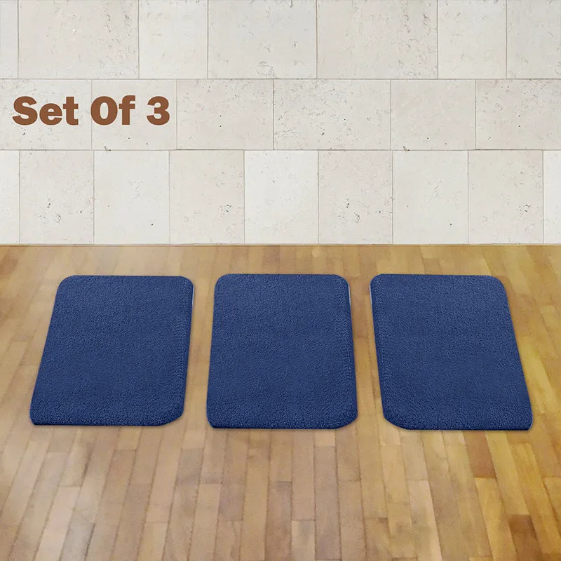 Lois Anti Skid Bath Mat (Navy Blue) - Set Of Three media 1
