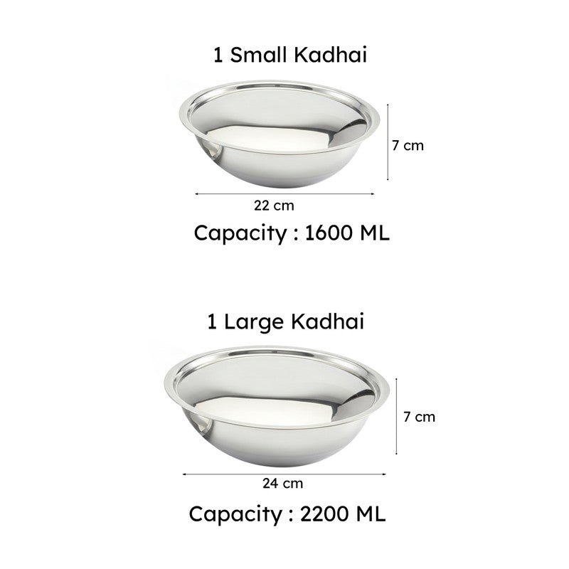 Zoraware Kadhai With Lid (1600 mL/2200mL) - Set Of Two media 9