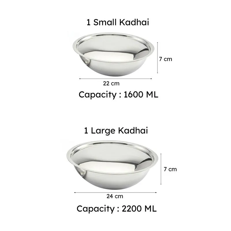 Zoraware Kadhai With Lid (1600 mL/2200mL) - Set Of Two media 9