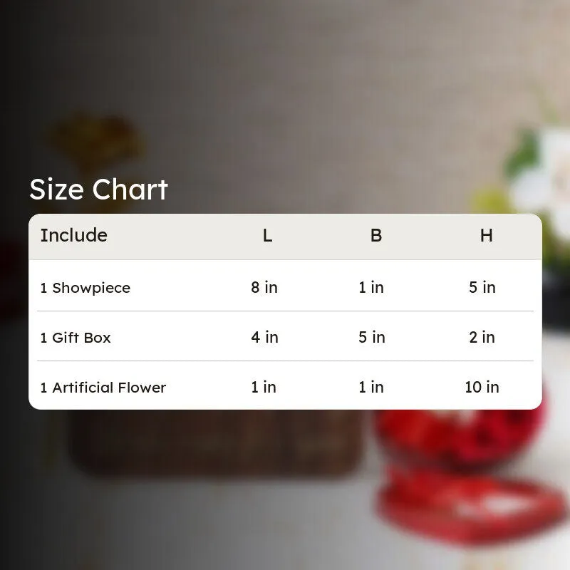Size chart graphic for the three-piece gift set