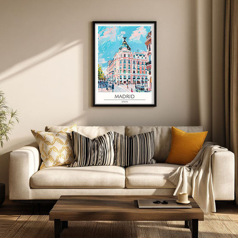 Vintage Madrid Framed Canvas Wall Painting