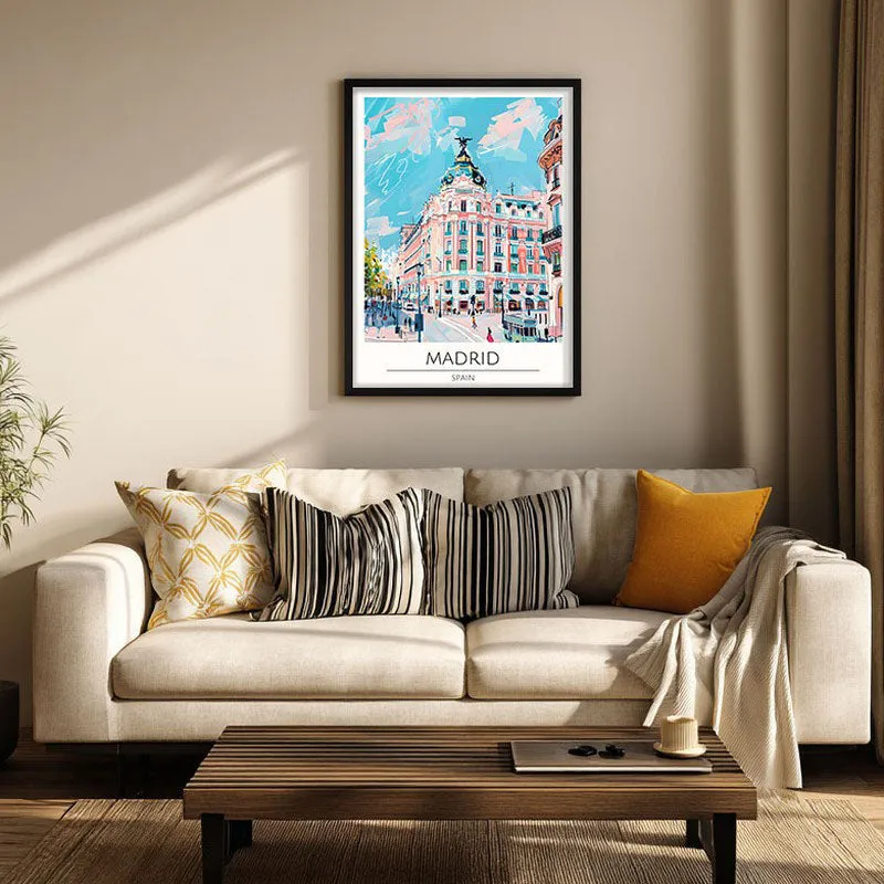 Vintage Madrid Framed Canvas Wall Painting media 1