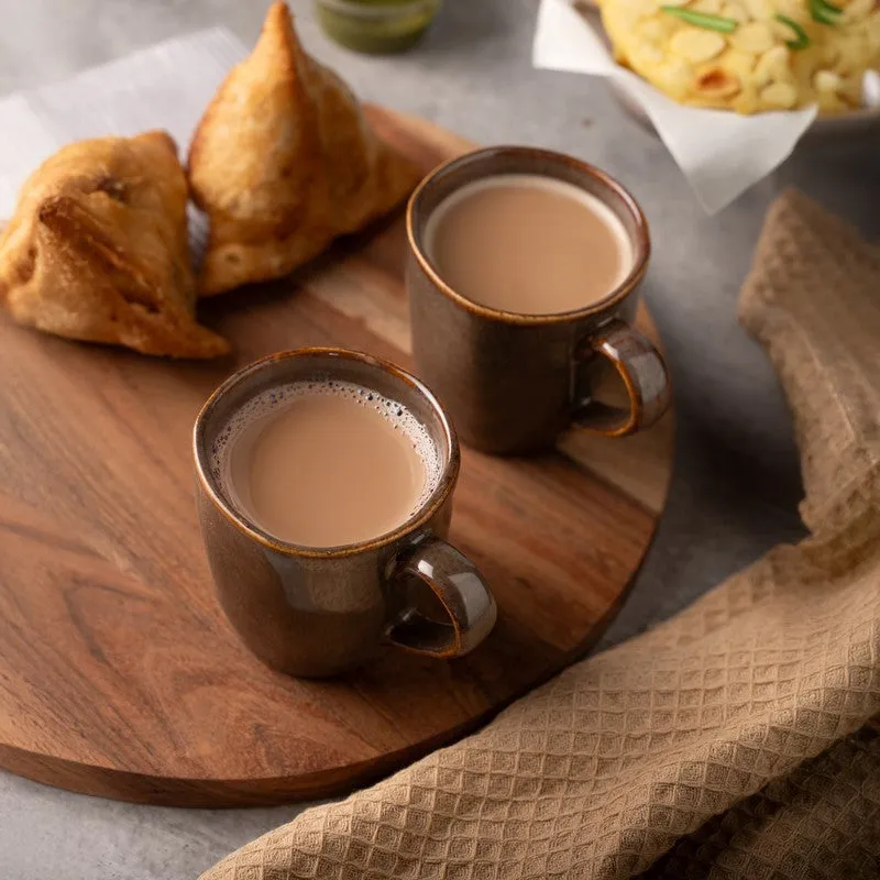 Elowen Porcelain Tea Cup (180 mL Each,Brown) - Set Of Six media 4