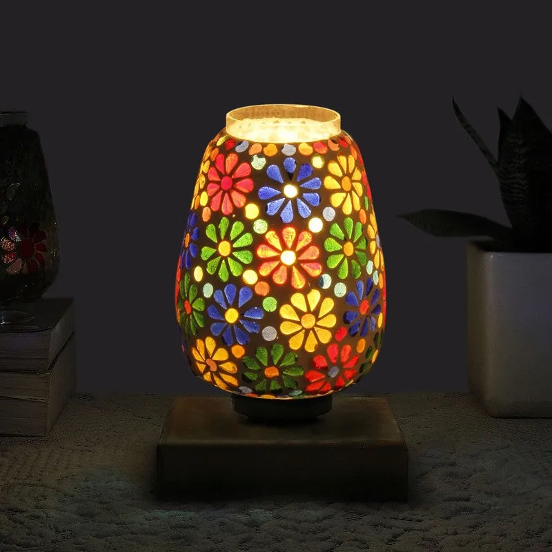Auren Glass Table Lamp With Wooden Base - Multicolor media 1