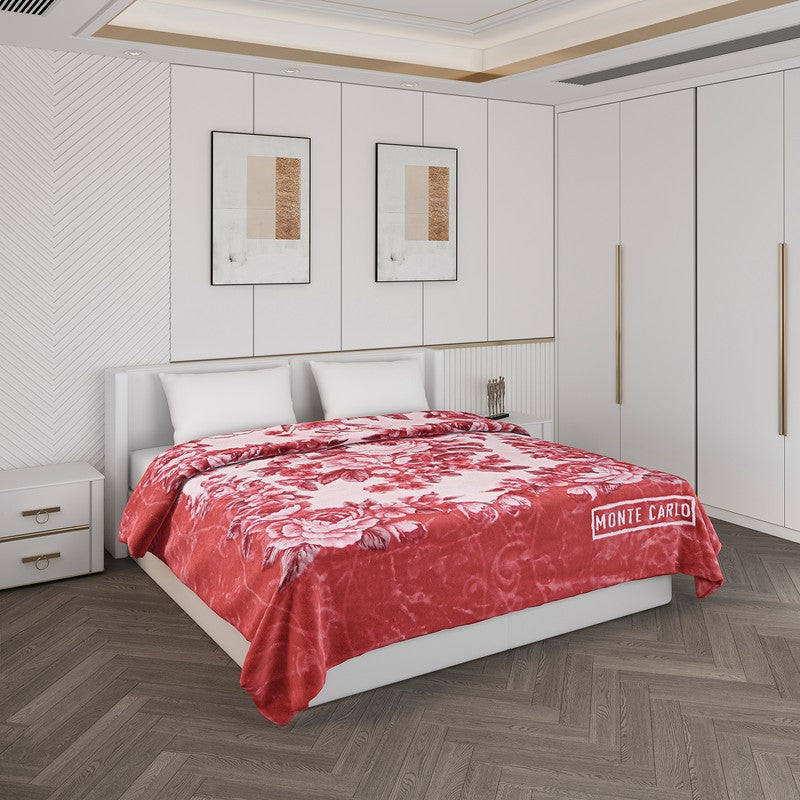 Monte Carlo Crimson Blossom Blanket - 600 GSM - Queen/Double