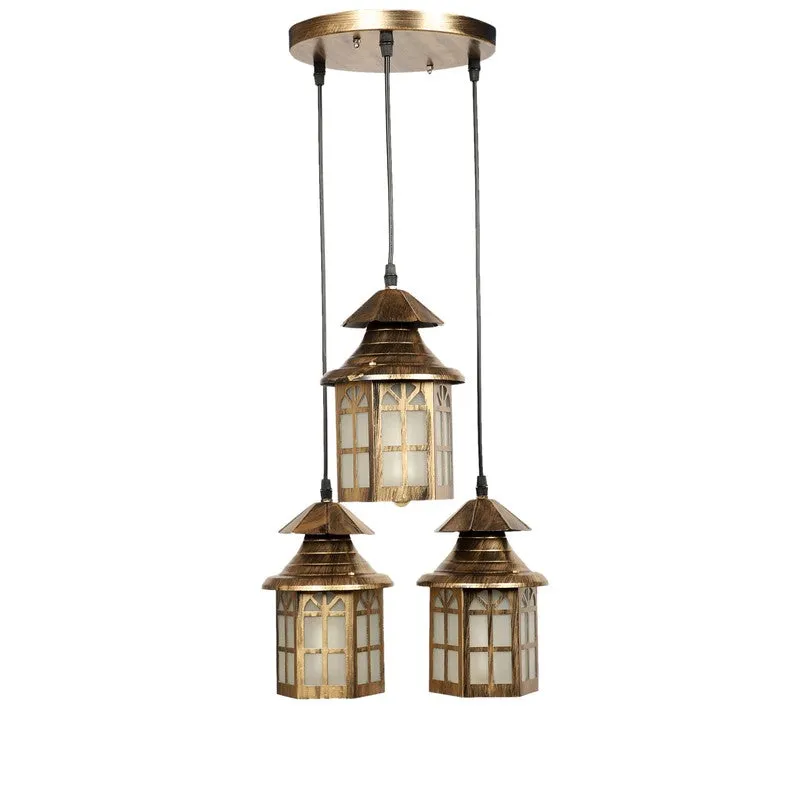 Vintage Iron & Glass Ceiling Lamp media 4