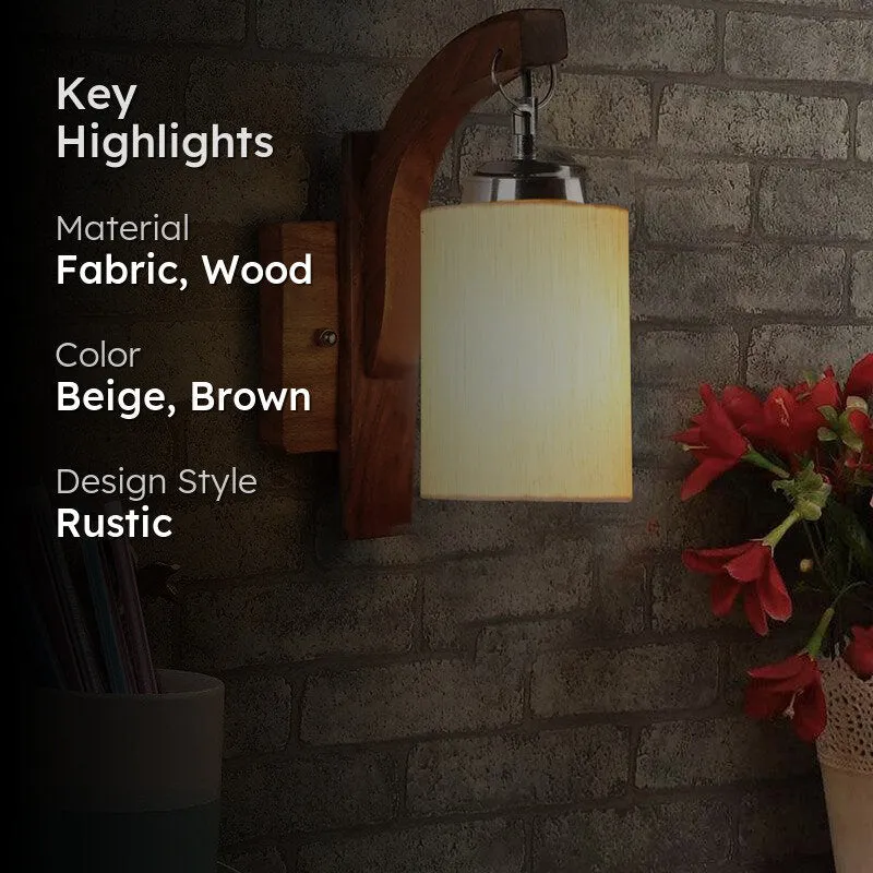 Forma Cylindrical Wooden Wall Lamp - Beige media 2