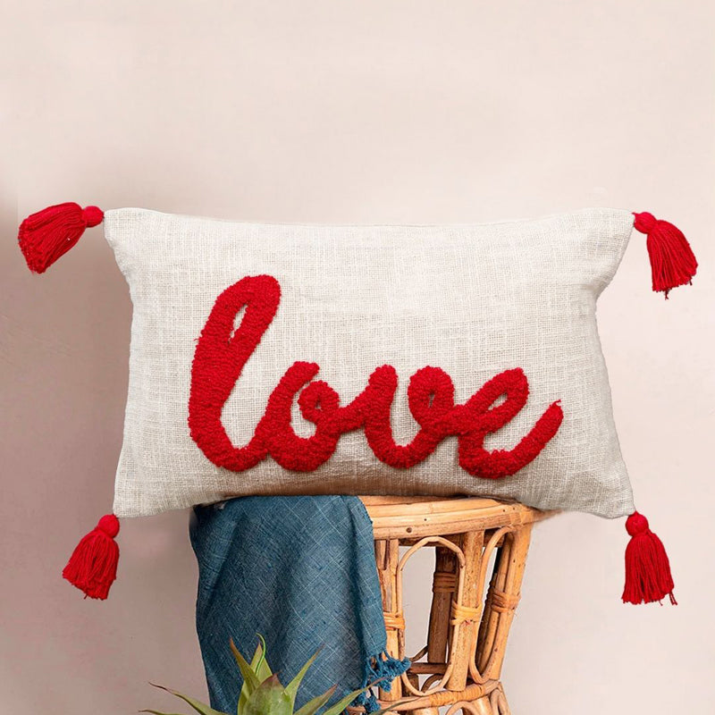 Scarlet Whispers Embroidered Cushion Cover media 4