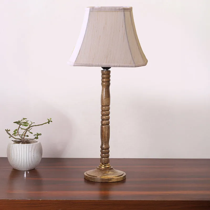 Vintage Vibe Table Lamp With Wooden Base - White,Brown media 3
