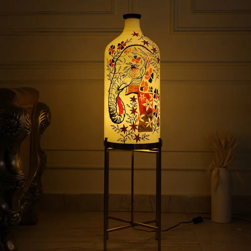 Pachyderm Luxe Hand Painted Glass Floor Lamp With Stand media 1