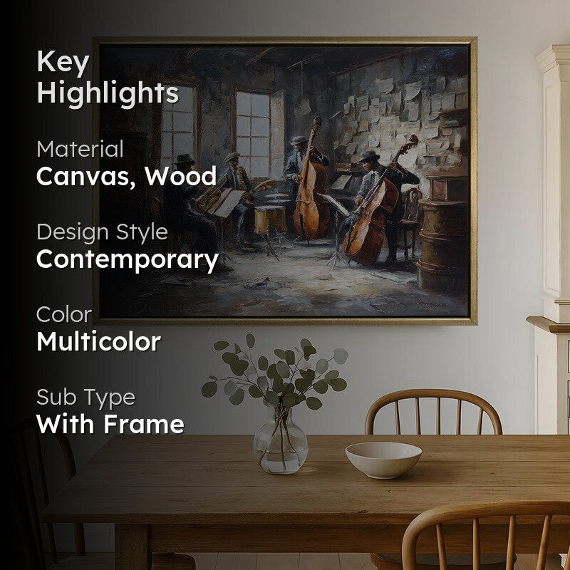 Smoky Jazz Canvas Wall Painting With Frame media 2