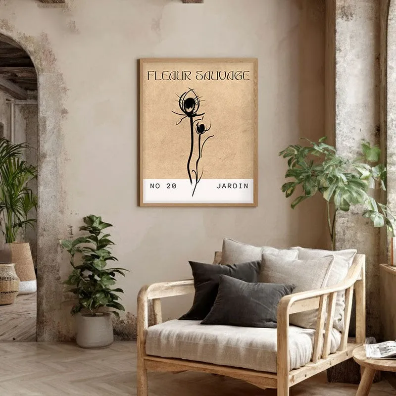 Raw Flora Canvas Wall Painting With Brown Frame media 5