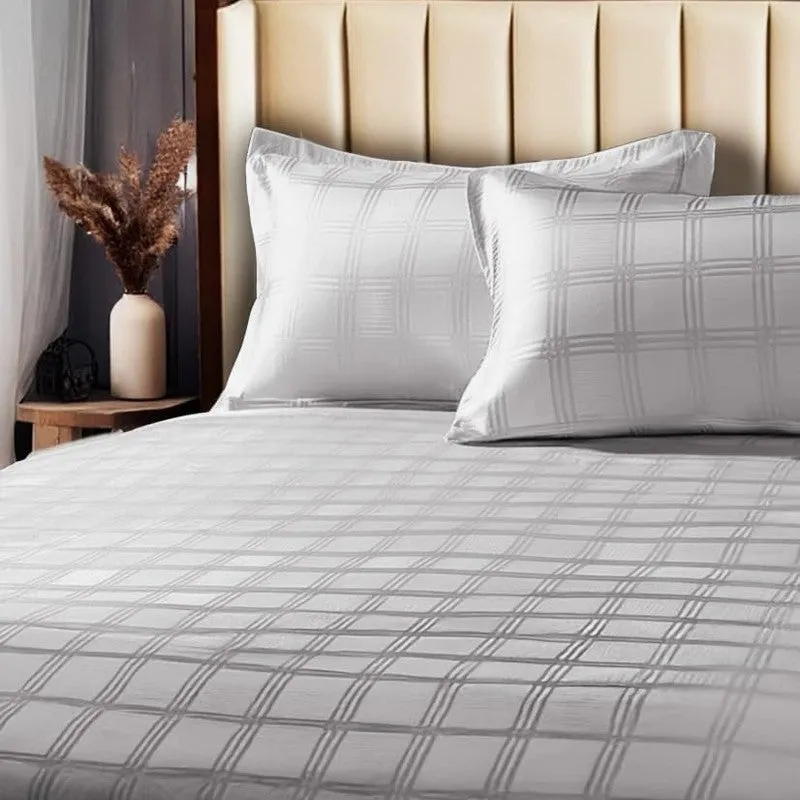 Urban Space MonoGrid Cotton Bedsheet (Grey) - 300 TC media 3