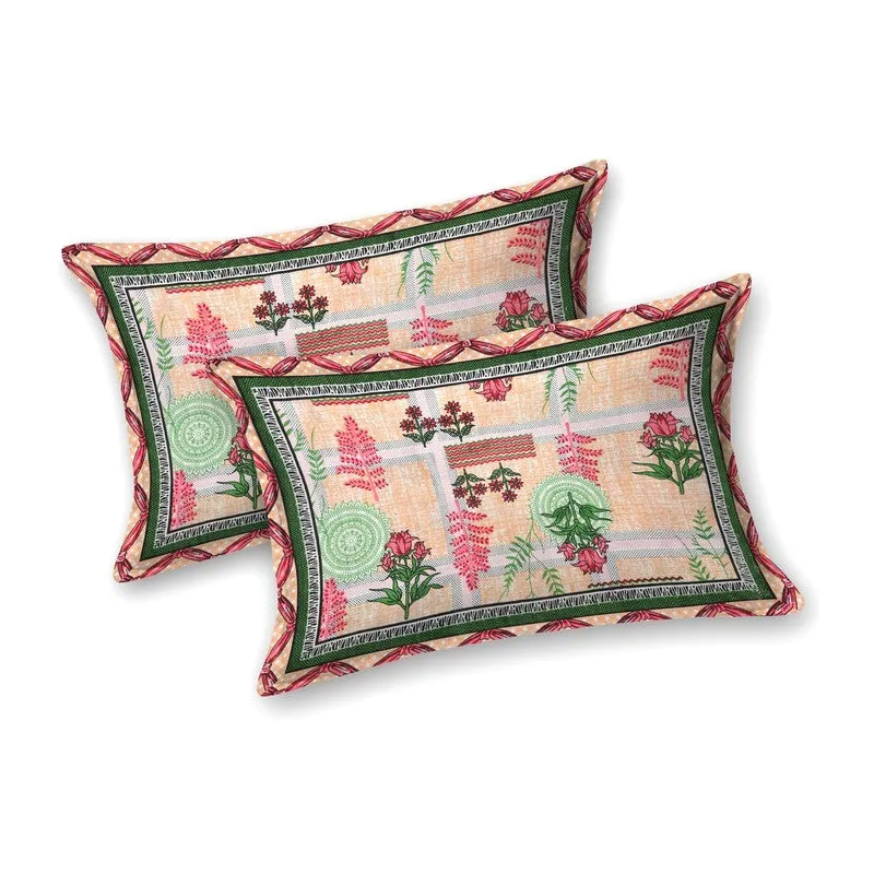 Formy Cotton Bedsheet (Peach,Green) - 240 TC media 4