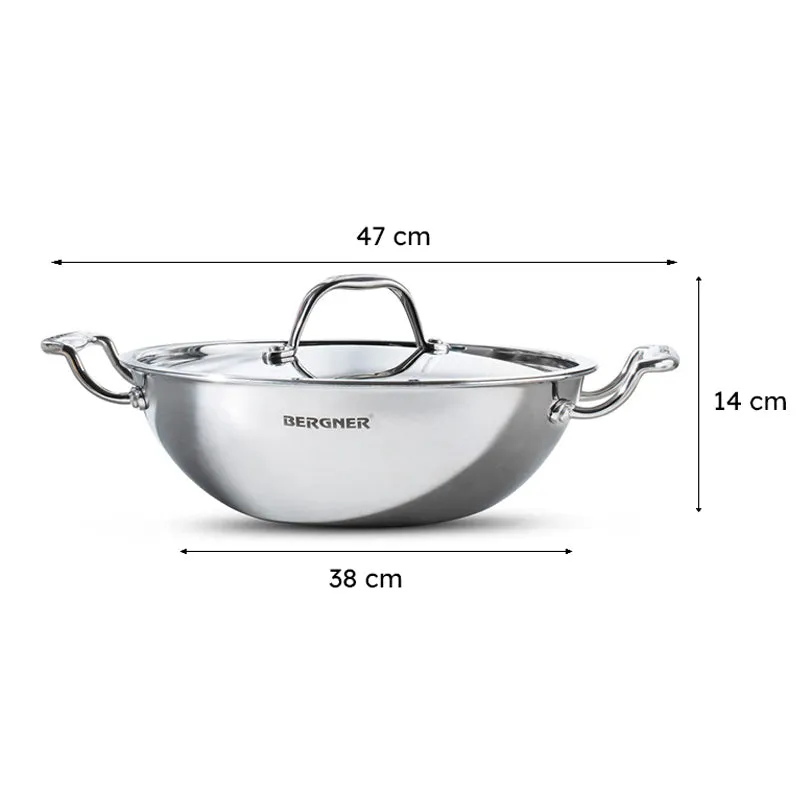 Bergner Argent Triply Kadhai With Lid - 6100 mL media 8