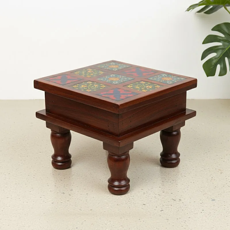 Athangudi Mango Wood & MDF Stool - 8 inch media 1