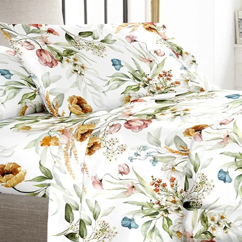 Autumn Flora Printed Cotton Bedsheet - 300 TC media 5