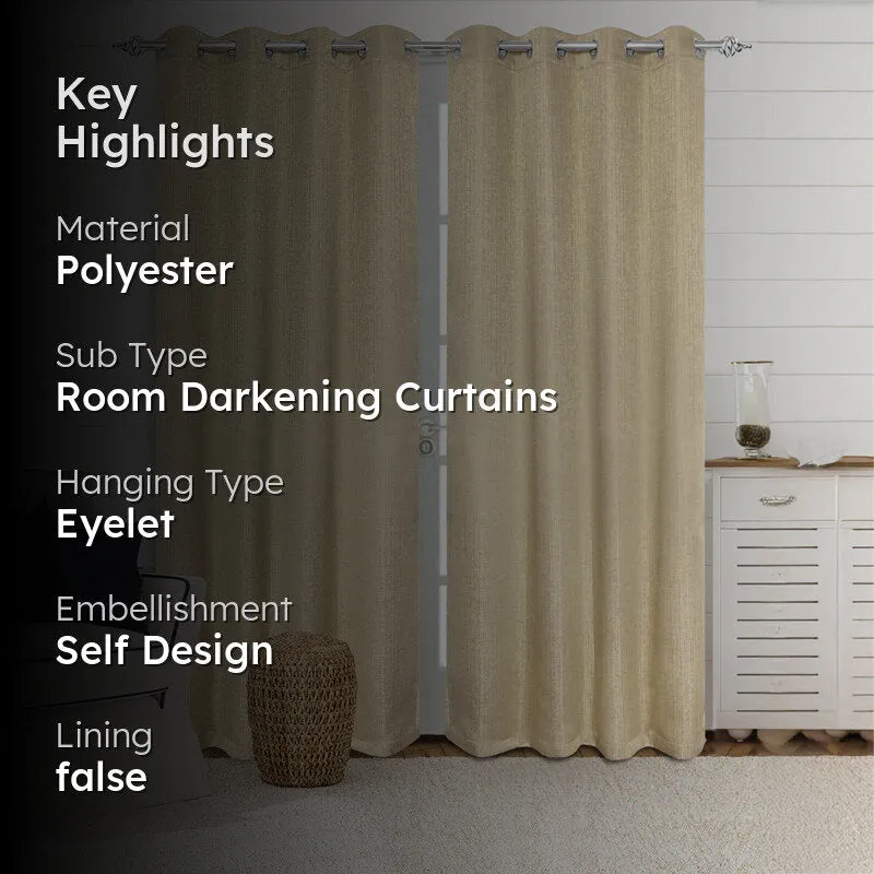 Saral Home Auriel Room Darkening Curtain (Beige) - Set Of Two media 2