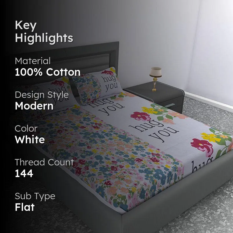 Fleur Jardin Hugs Floral Cotton Bedsheet - 144 TC media 2