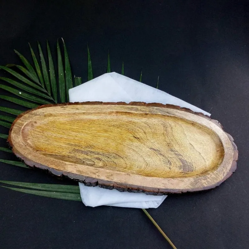 BarkServe Oblong Mango Wood Serving Platter media 5