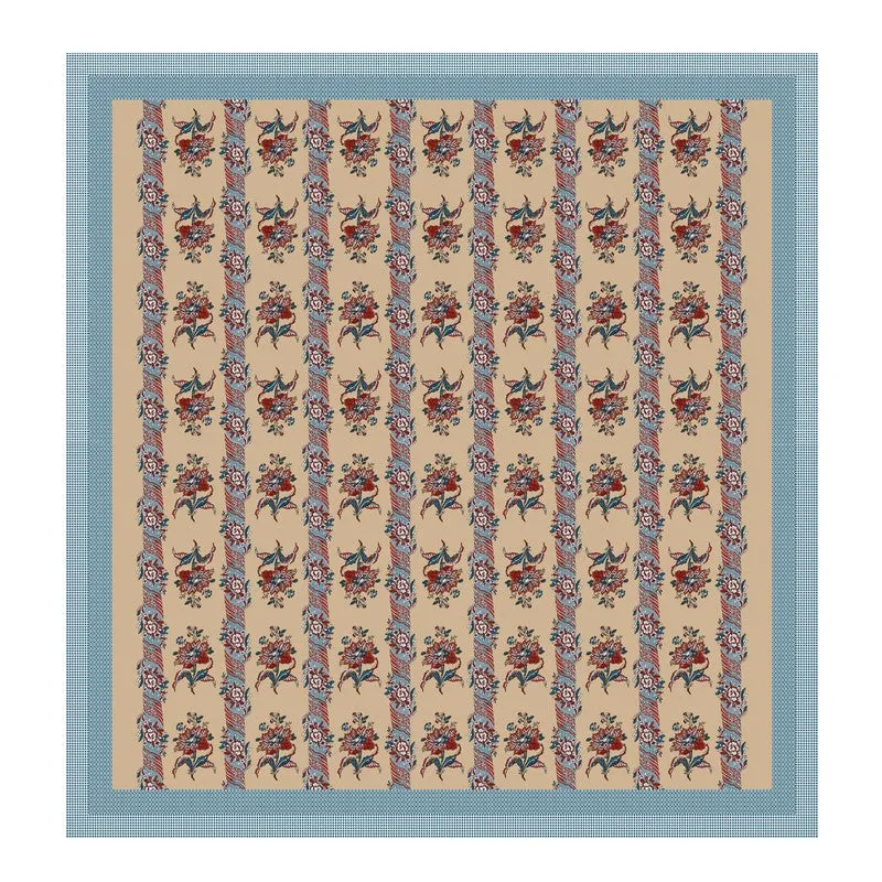 Rang Grace Cotton Bedsheet (Beige,Blue) - 120 TC media 5