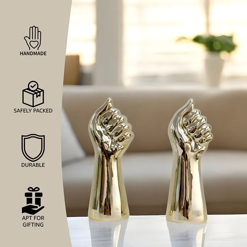 Hand Bouquet Vase (Gold) - Set Of Two media 4