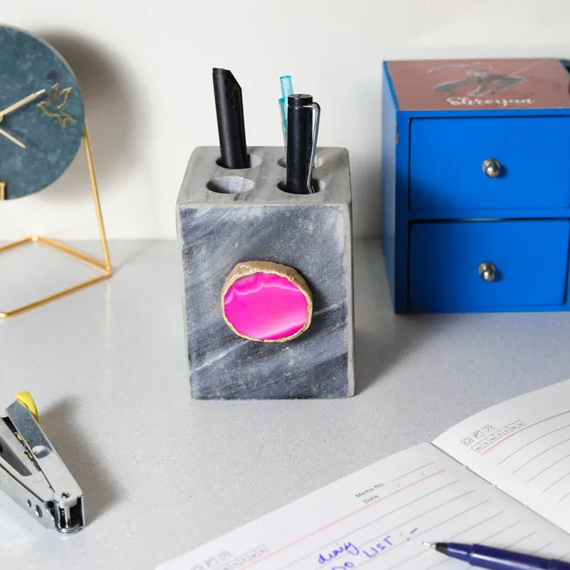 Neiro Marble & Agate Stationary Holder - Pink media 3