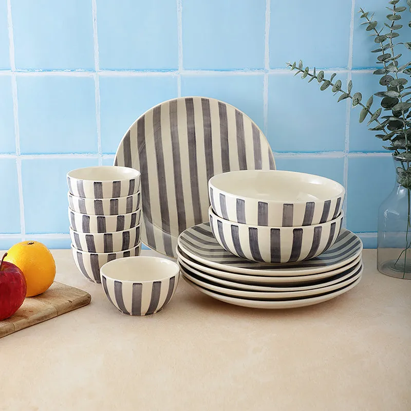 Cross Strips Ceramic Dinner Set - 14 Piece Set media 1