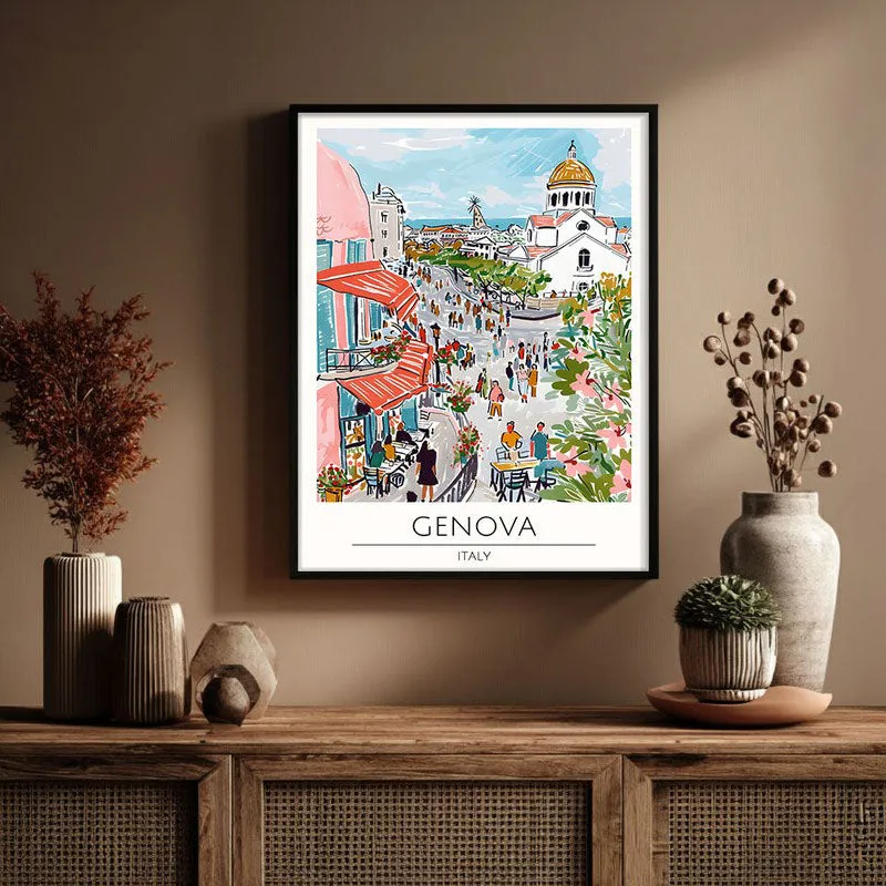 Vintage Genoa Framed Canvas Wall Painting media 3