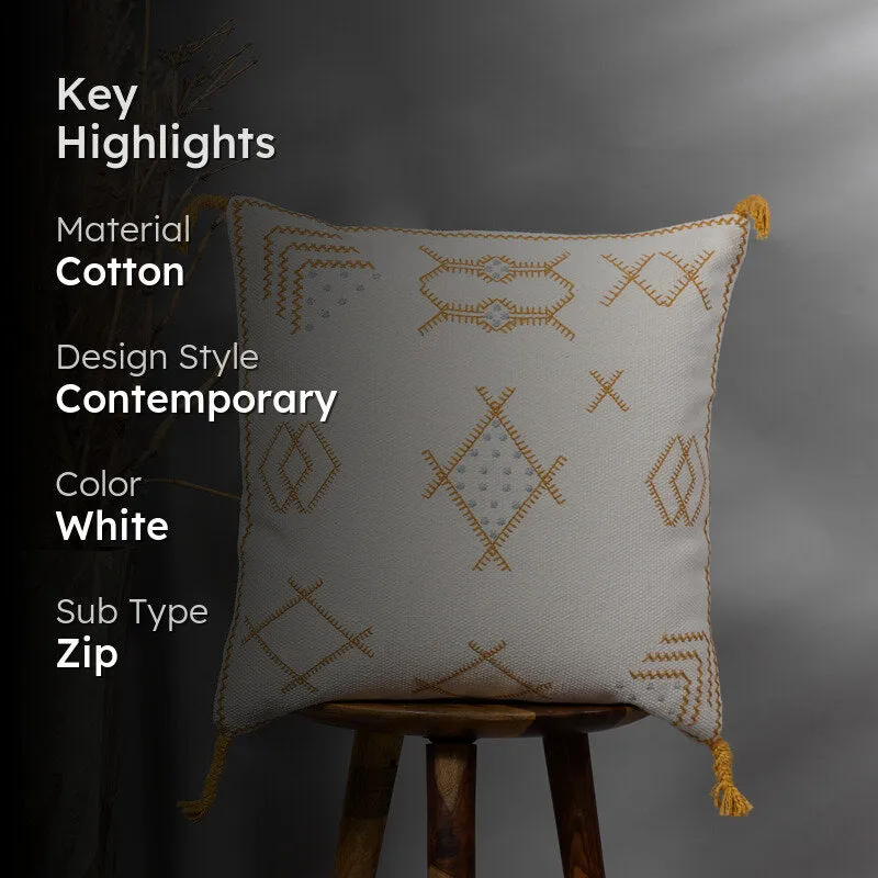 Tribal Glyph Embroidered Cushion Cover - White media 2