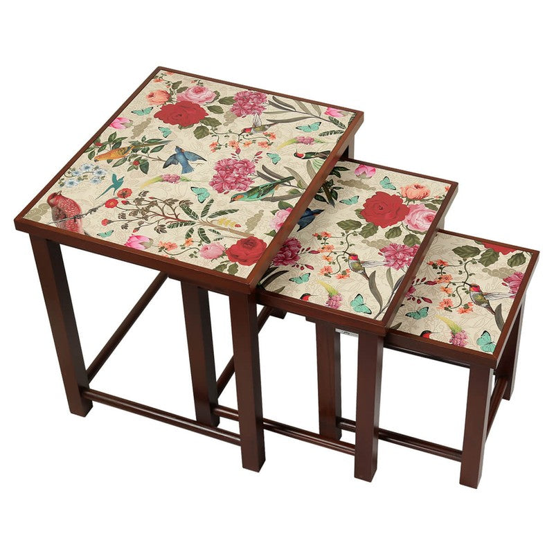 India Circus Teak Wood Bird Nesting Stool - Set Of Three media 3