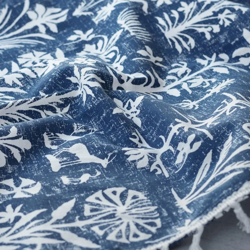 Tranquebar Home Wild Tropics Cotton Curtains(Blue) - Set Of Two media 7