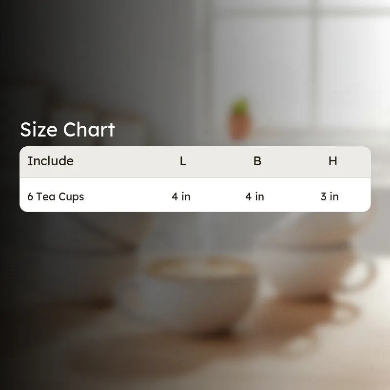 Ceramic Tea Cups (White,240 mL Each) - Set Of Six media 9
