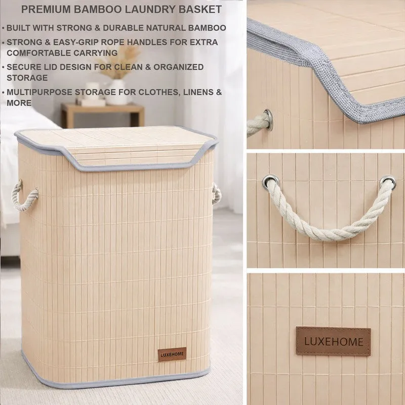 Strap Bamboo Laundry Basket - Cream media 8