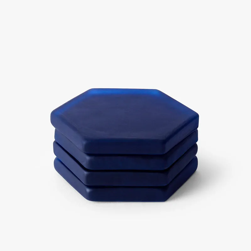 Glossy Hexa Glass Coaster (Blue) - Set Of Four media 3
