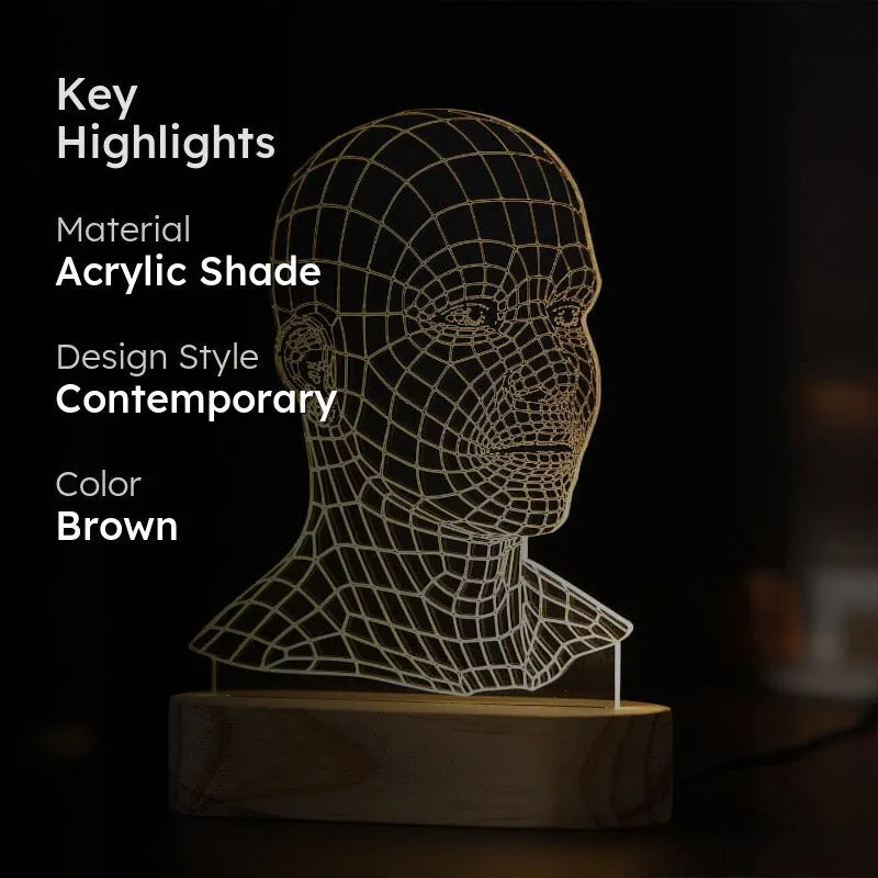 Human Face Luminance Acrylic LED Table Lamp - Brown media 2