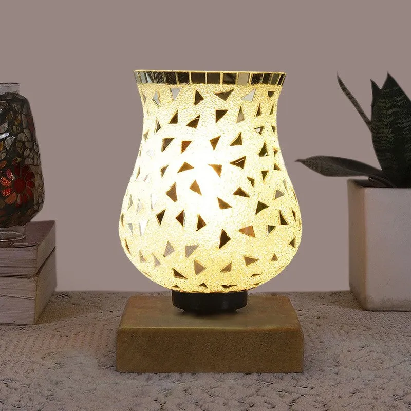 Lumora Mosaic Glass Table Lamp With Wooden Base - Multicolor media 3
