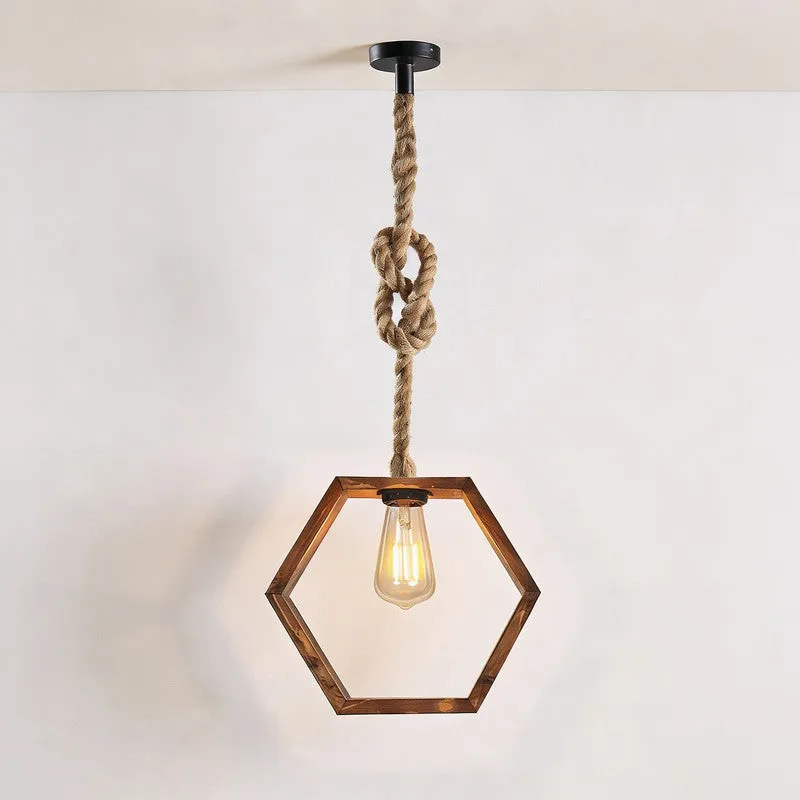 HexaAura Wooden Ceiling Lamp - Brown media 6