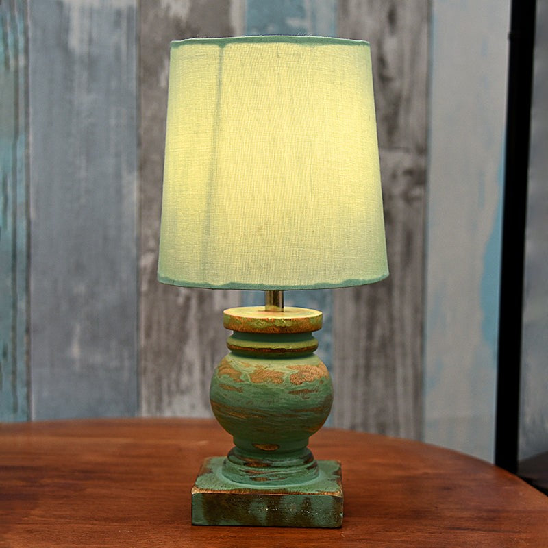 Minos Carved Fabric Table Lamp - Green media 3