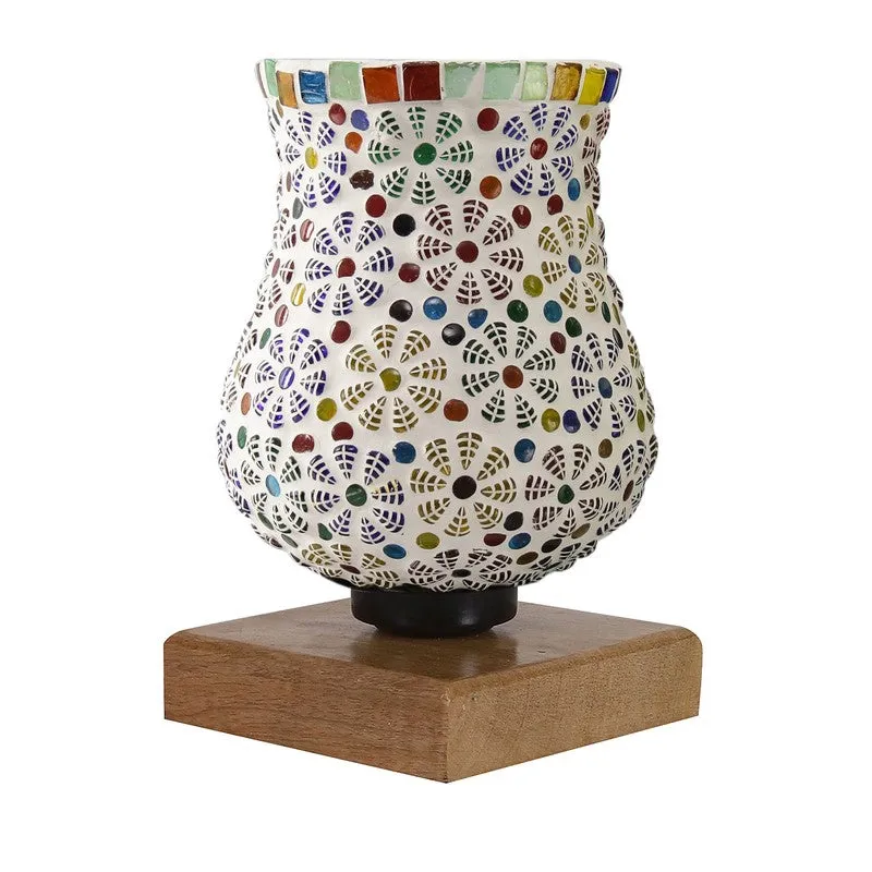Glazic Mosaic Glass Table Lamp With Wooden Base - Multicolor media 6