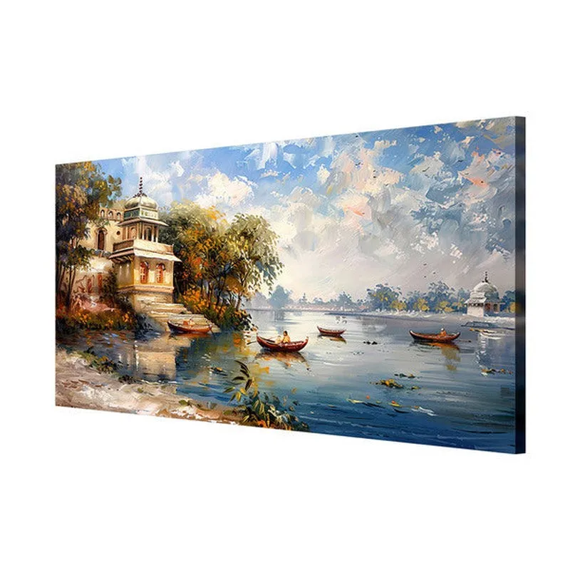 Hushed Lakeside View Poly Canvas Wall Painting media 5