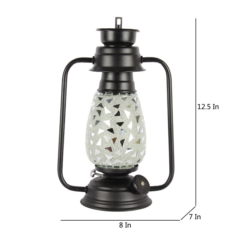 Dvija Mosaic Lantern Iron Table Lamp - Black,Silver media 7