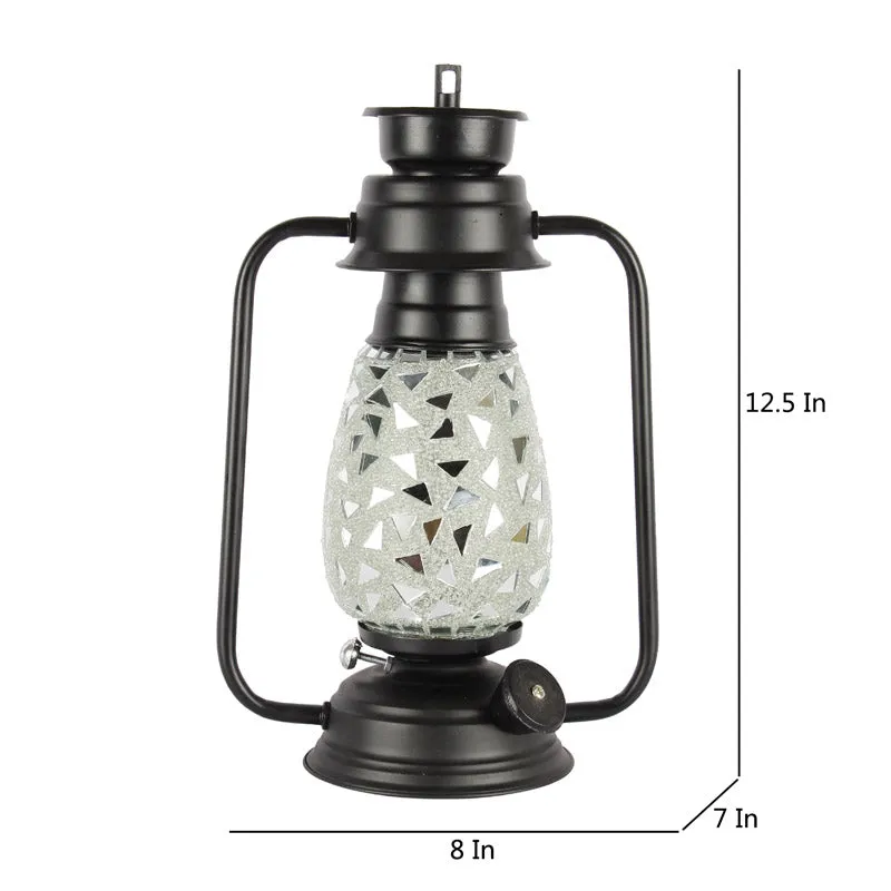 Dvija Mosaic Lantern Iron Table Lamp - Black,Silver media 7