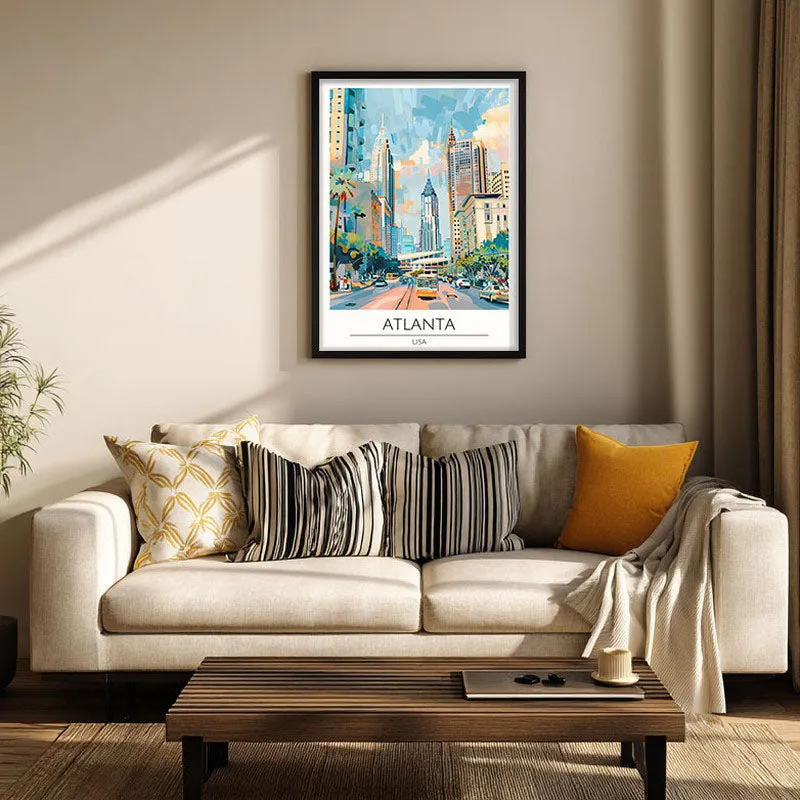 Vintage Atlanta Framed Canvas Wall Painting media 1