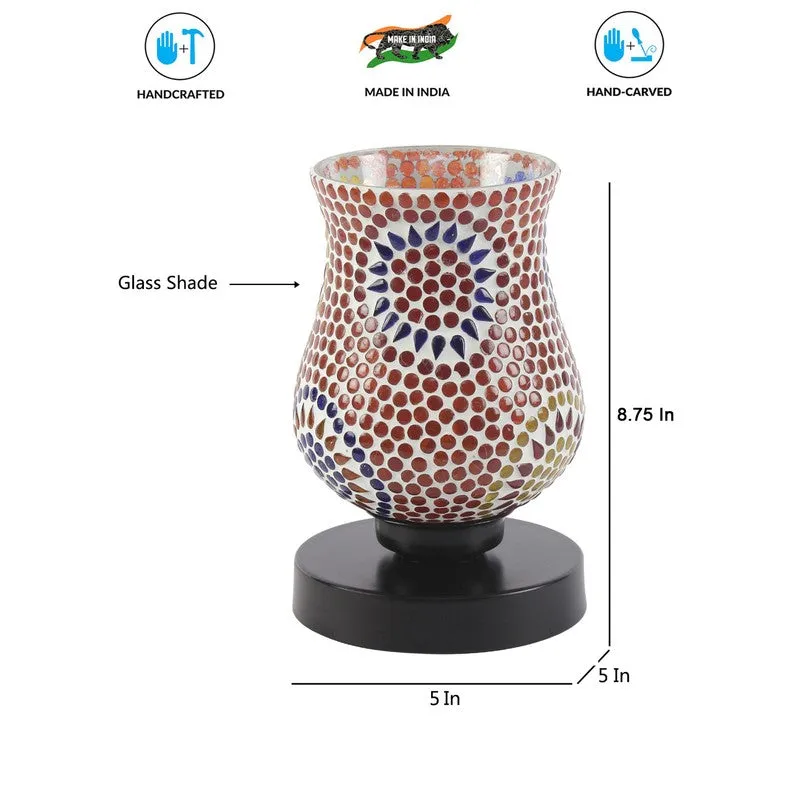 Emberune Mosaic Glass Table Lamp With Wooden Base - Multicolor media 8