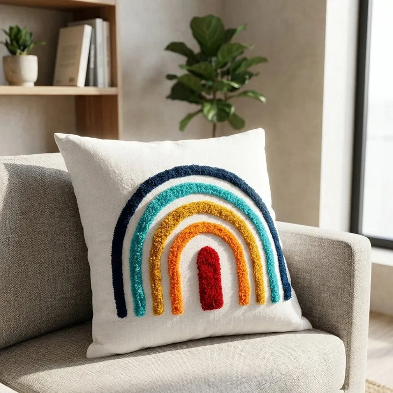 Flona Rain Bow Tufted Cotton Cushion Cover media 1