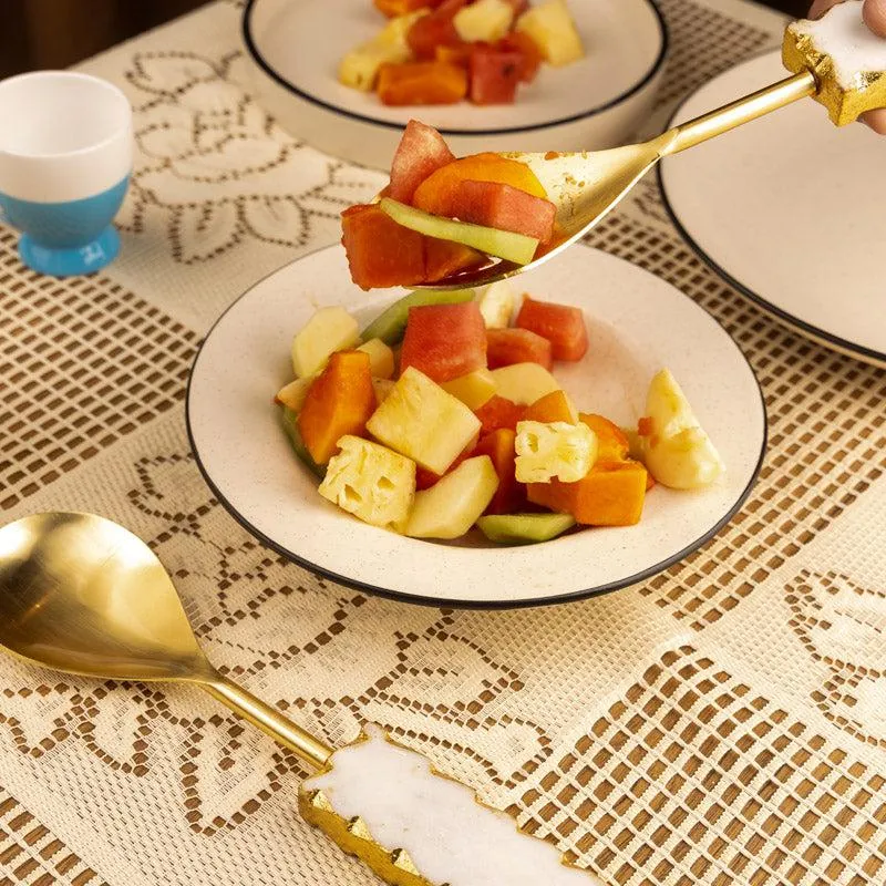 Myle Salad Spoon & Fork (Gold) - Two Piece Set media 3