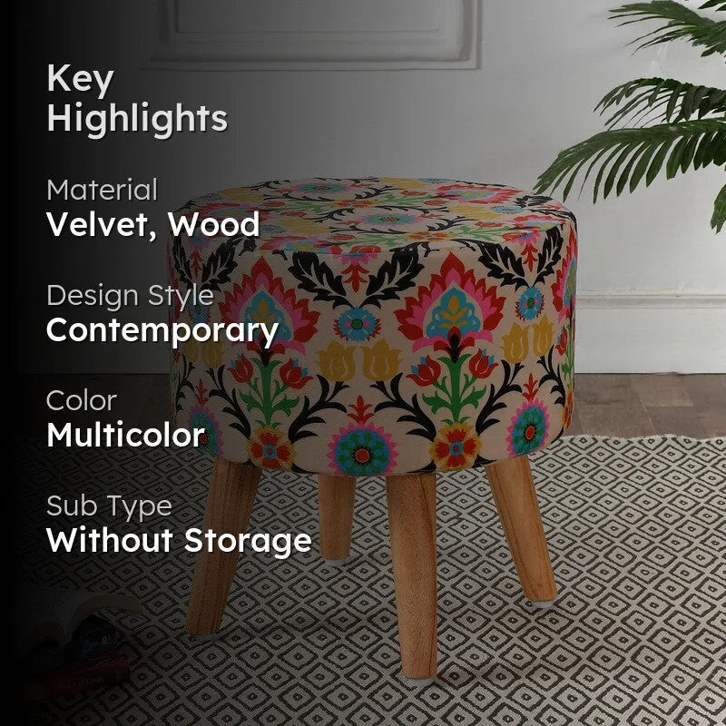 Avira Ethnic Velvet Ottoman - Multicolor media 2