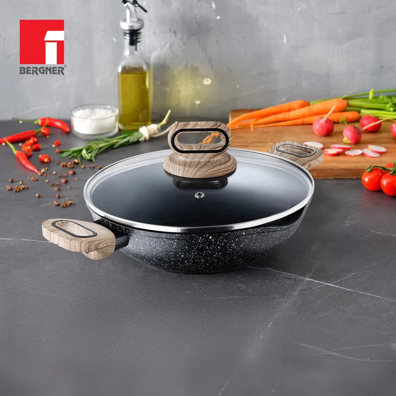 Bergner Ultimate Marble Non-Stick Kadhai With Lid - 3300 mL media 1