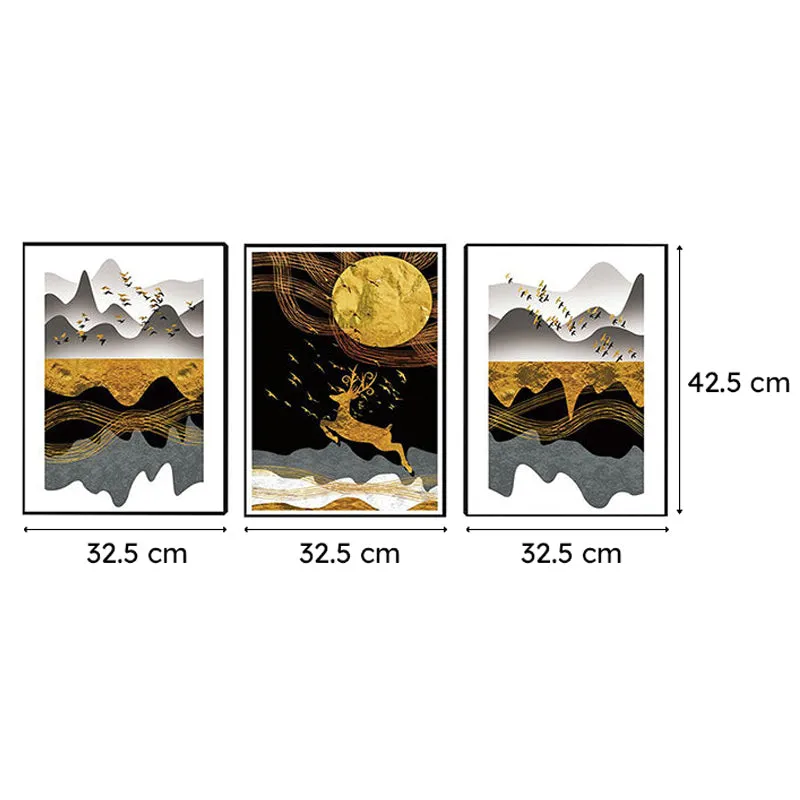 Midnight Magna Wall Painting - Set Of Three media 6